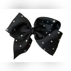 ✨Black Rhinestone Hair Bow – Large Statement for Cheer